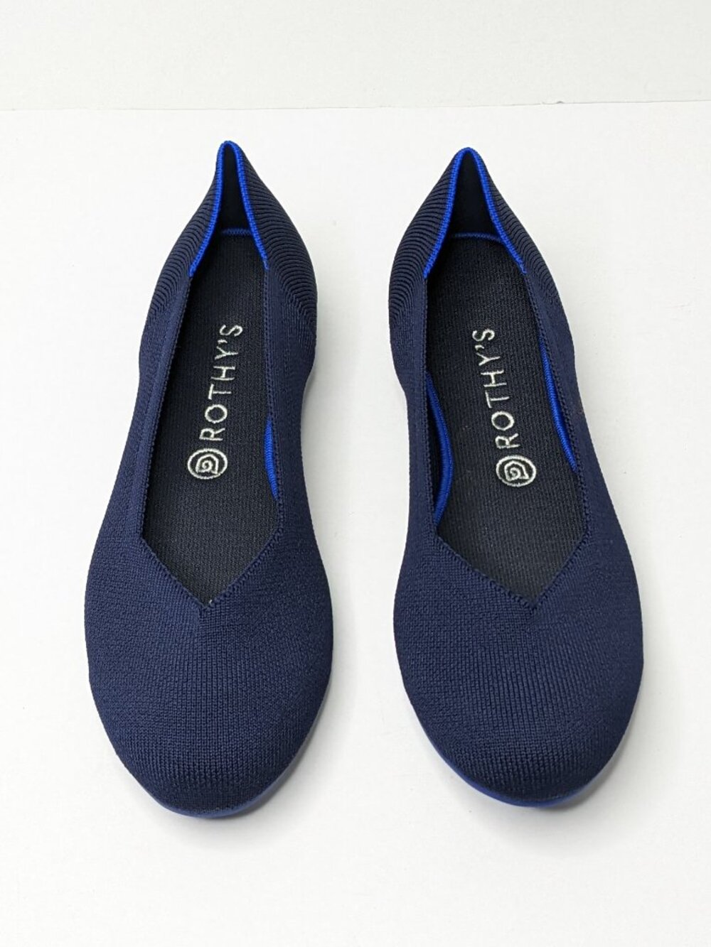 Rothy's The Flat Round Toe Slip-On Knit Ballet Flats Navy Solid Womens 10